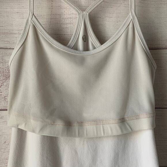 Lululemon White Power Y Tank Top Spaghetti Strap Racerback Built-In Bra - Picture 10 of 16